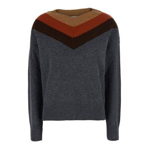 Jucca Women Gray Sweater With Triple Neck And Ribbed Trims In Wool For Women